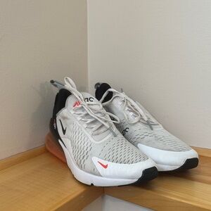 Nike Air Max 270 White and Black with Red/Orange Accents